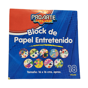 Block Papel entretenido 16 X16 Cms Proarte 18 Hjs
