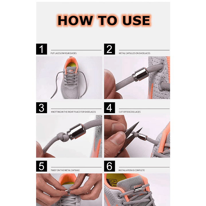 Cordones Elásticos Para Zapatillas Premium Cierre Metálico 5