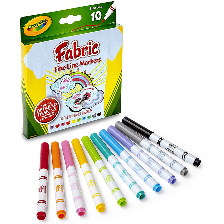 Plumón - Marcador Para Tela Punta Fina 10 Und Crayola Fabric 1