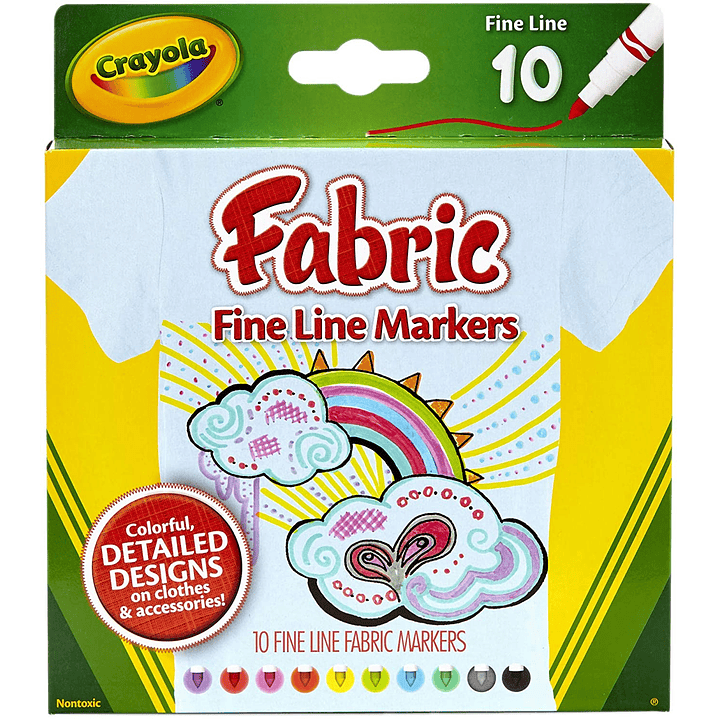 Plumón - Marcador Para Tela Punta Fina 10 Und Crayola Fabric 5