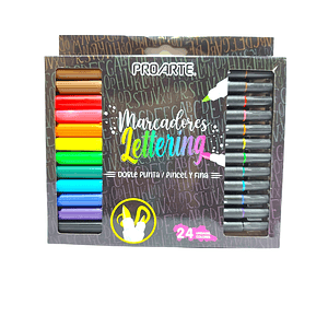 Marcadores Proarte Doble Punta 24 Colores Lettering