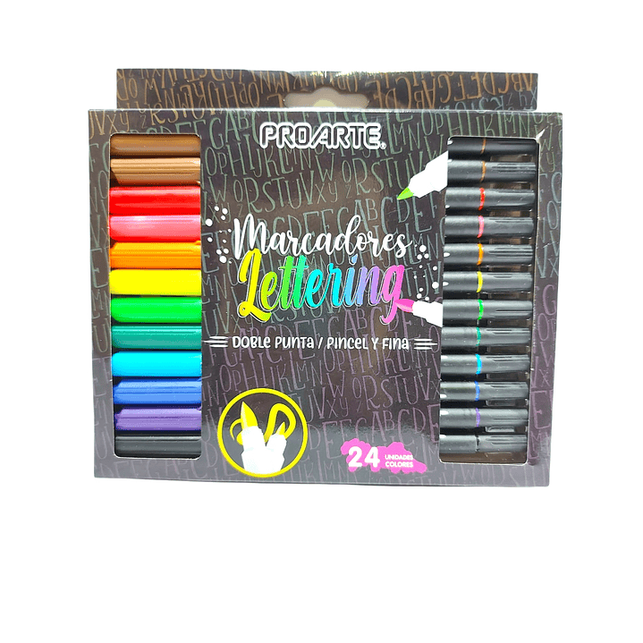 Marcadores Proarte Doble Punta 24 Colores Lettering 1