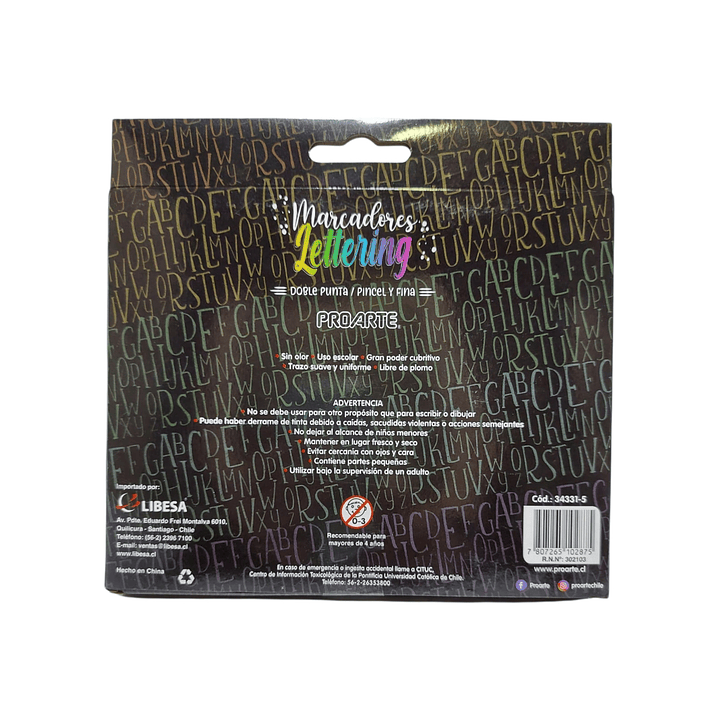 Marcadores Proarte Doble Punta 24 Colores Lettering 4
