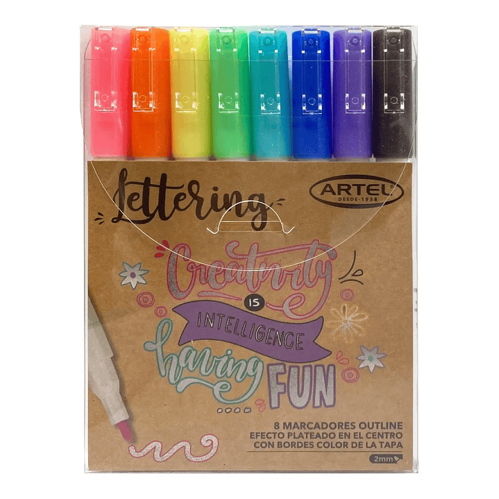 Set 8 marcadores metalizados Artel outline para lettering 1