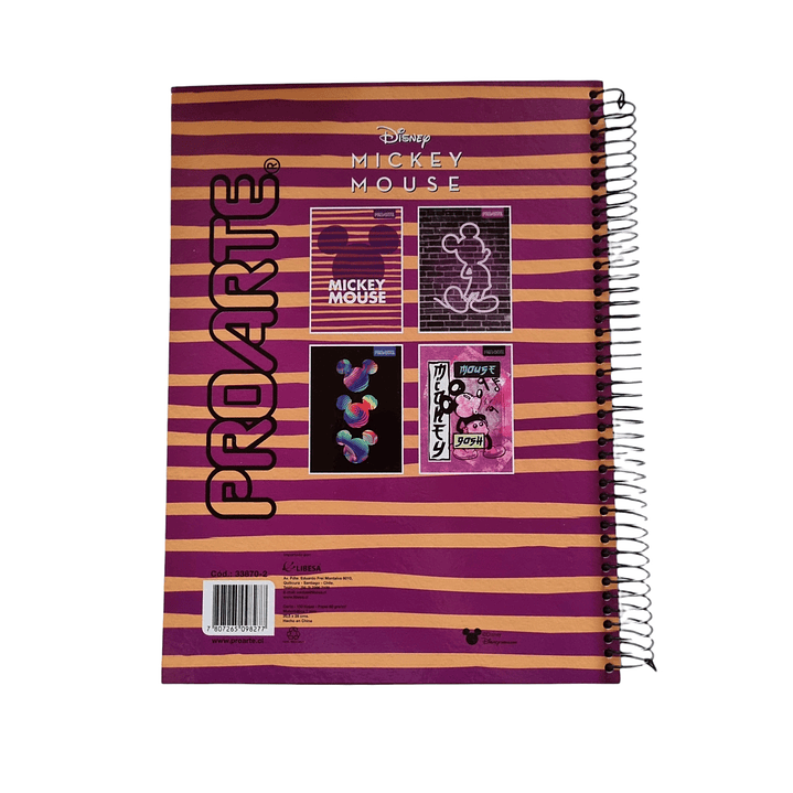 Cuaderno 3 materias Mickey Mouse Proarte 150Hjs 20.5x28Cms 11