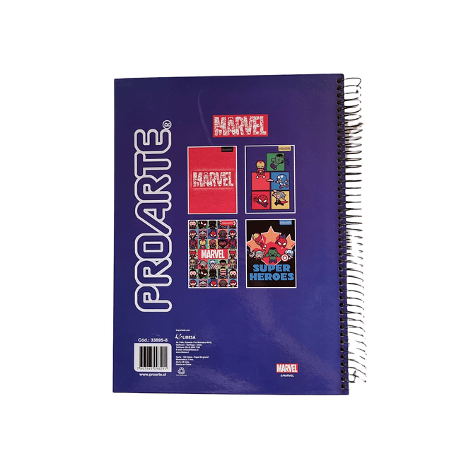 Cuaderno 3 materias MARVEL Proarte 150Hjs 20.5x28Cms