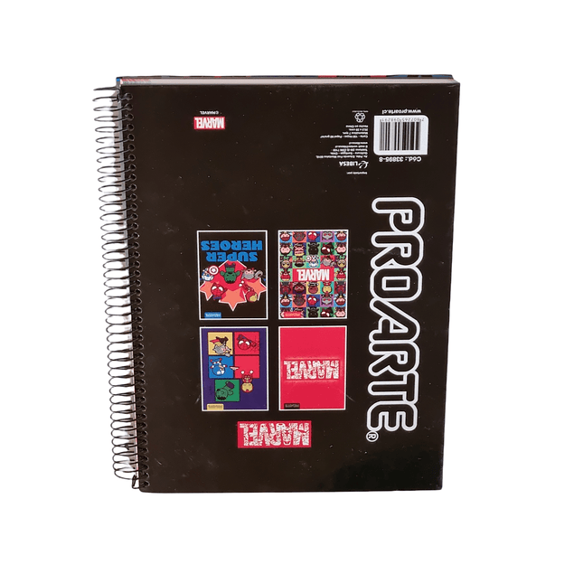 Cuaderno 3 materias MARVEL Proarte 150Hjs 20.5x28Cms