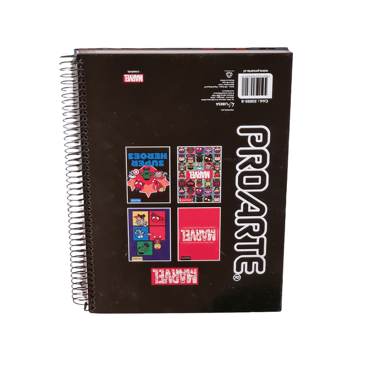 Cuaderno 3 materias MARVEL Proarte 150Hjs 20.5x28Cms 10