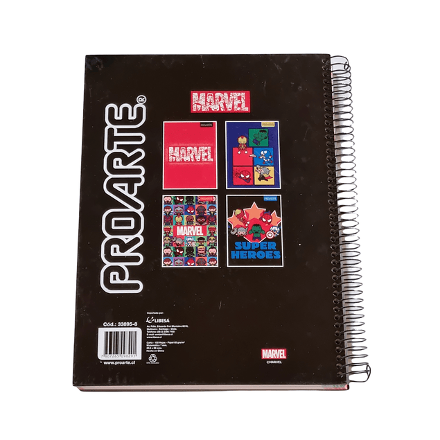 Cuaderno 3 materias MARVEL Proarte 150Hjs 20.5x28Cms