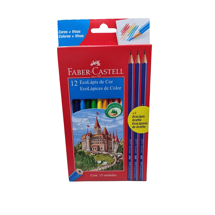 Caja 12 Lapices de colores + 3 lapices grafito Faber-Castell 1