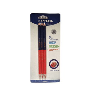 Pack 3 lapices exagonal Bicolor Rojo/Azul Lyra