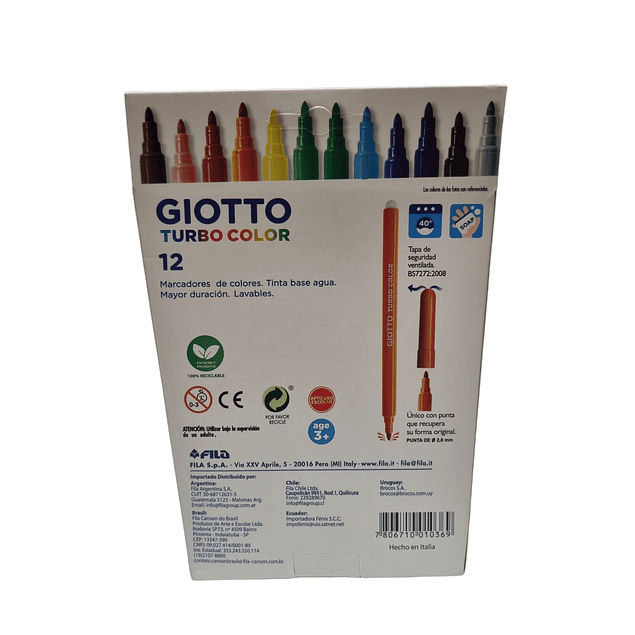 Lapices Scripto-Marcador Fino Giotto Turbo Color 12 colores