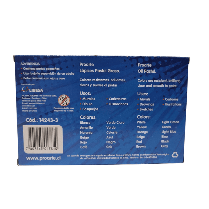 Lapices pastel Graso Proarte 12 Colores 2