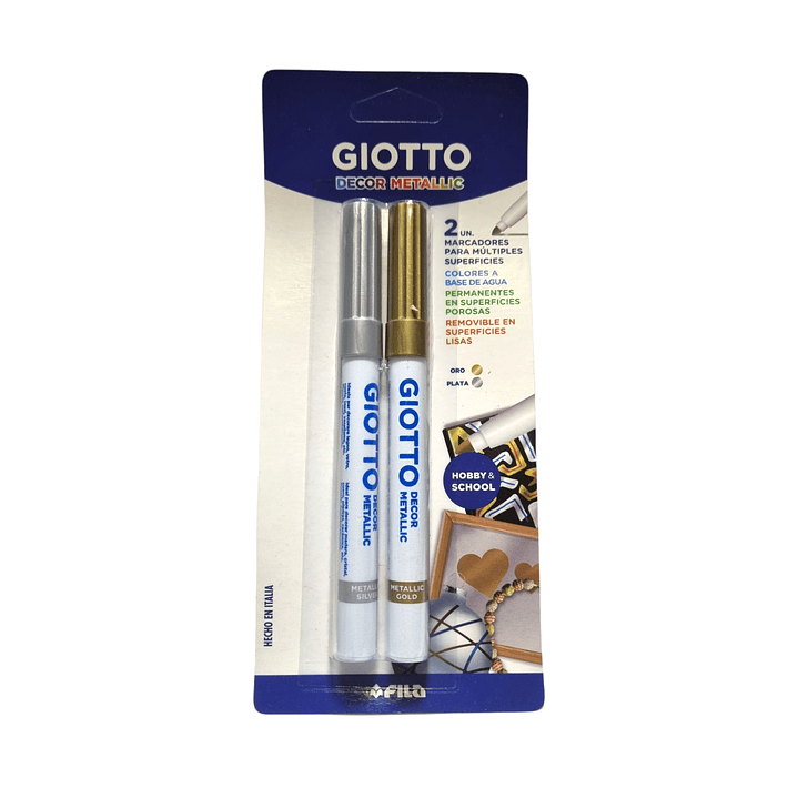 Set plumón dorado y plateado Giotto 6
