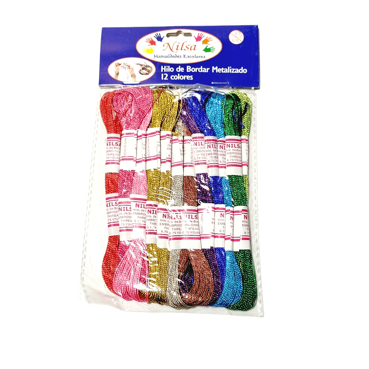 Hilo De Bordar Metalizado 12 Colores 8 Metros Cada Color /nilsa 1