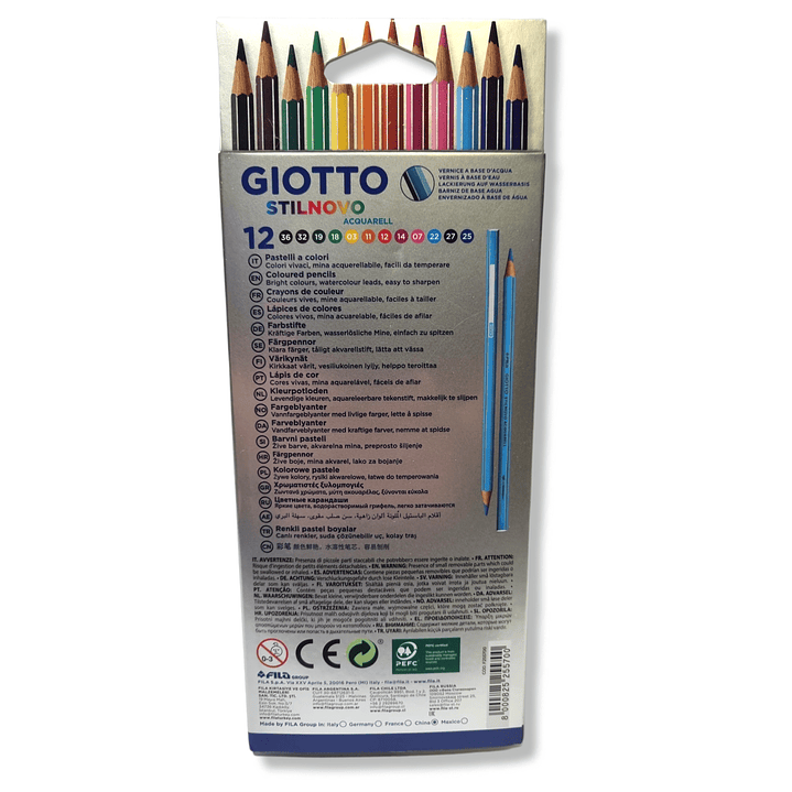 Lapices Giotto Stilnovo Acuarelable 12 colores 2