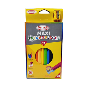 Lápices De Madera Artel Maxi Triangulares 12 colores