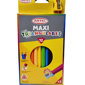 Lápices De Madera Artel Maxi Triangulares 12 colores