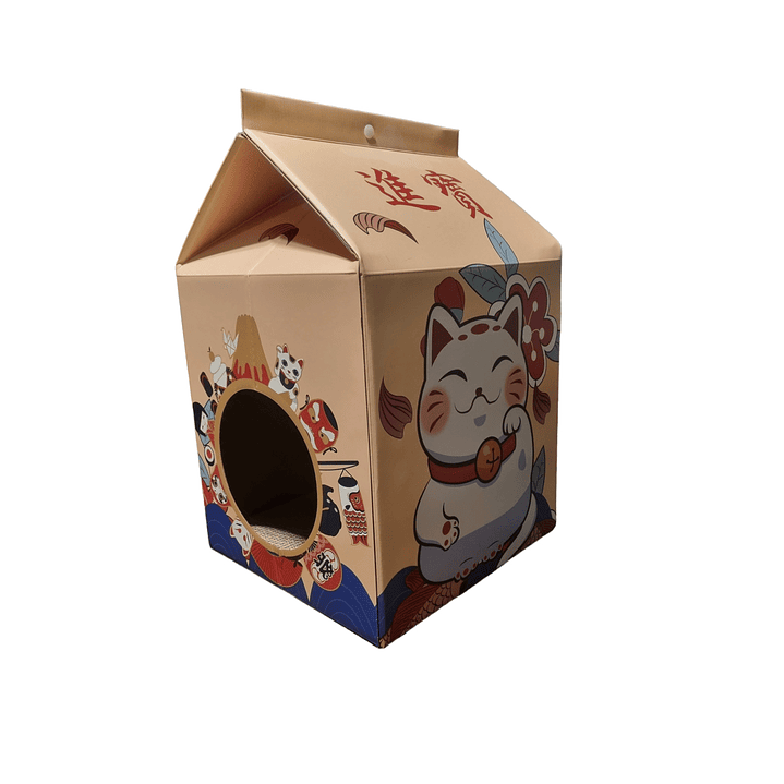 Caja tipo Leche Para Gato, incluye rascador y yerba gatuna 1