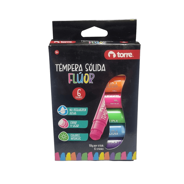 Témpera Sólida Flúor 6 Colores Torre 1