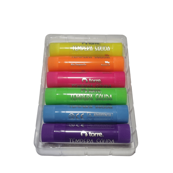 Témpera Sólida Flúor 6 Colores Torre 2