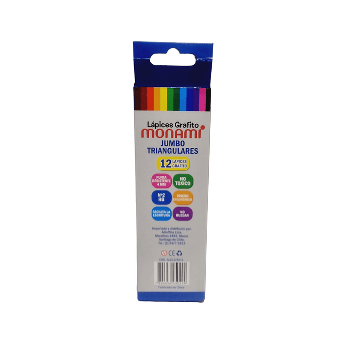 Pack 12 Lapices Grafito Jumbo Triangulares Monami 2