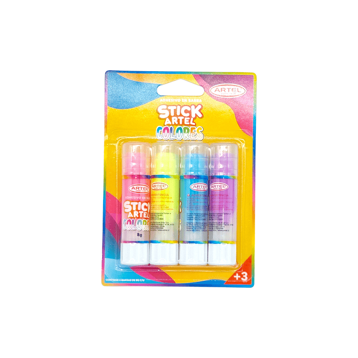 Pack 4 adhesivo en barra de colores Artel 1