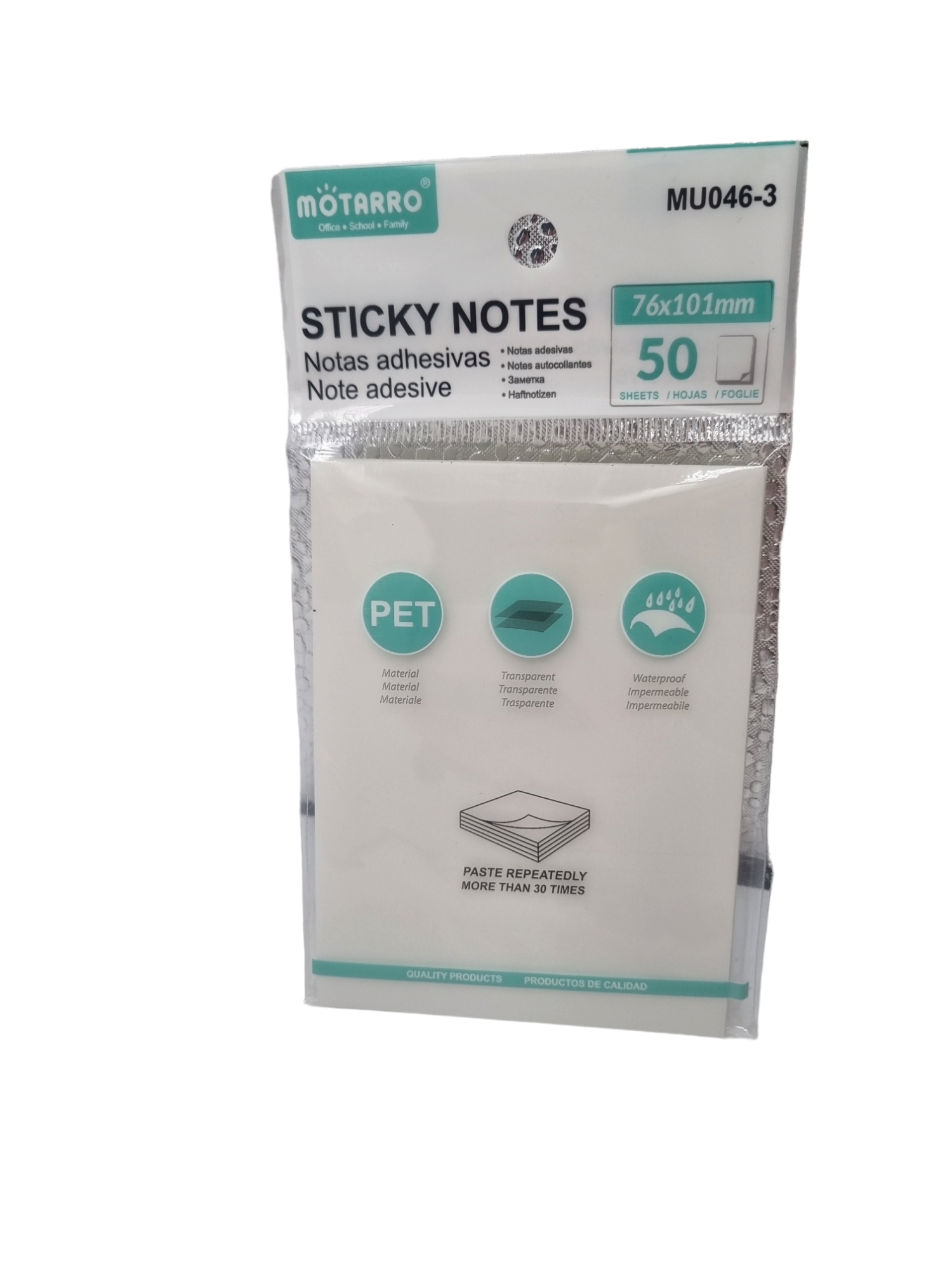 Notas adhesivas Transparentes Blanca 76x101mm