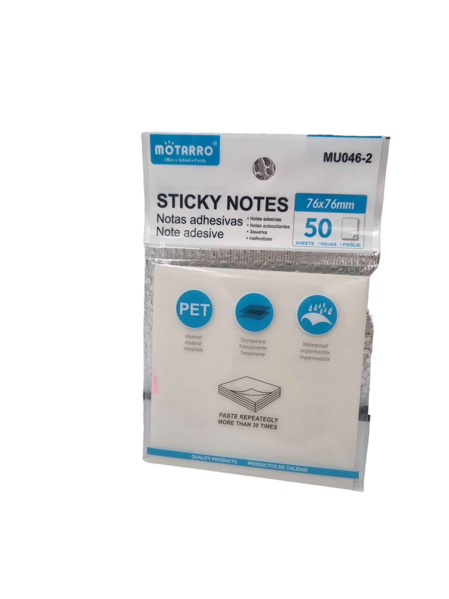 Notas adhesivas Transparentes Blanca 76x76mm