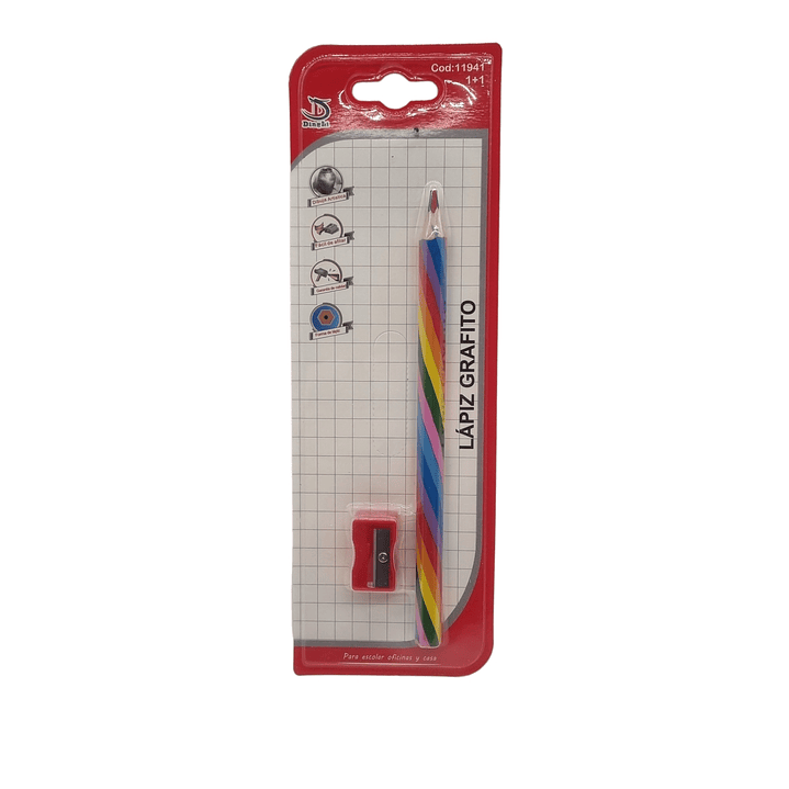 Lapiz multicolor de Madera Punta Multicolor + Sacapuntas 3