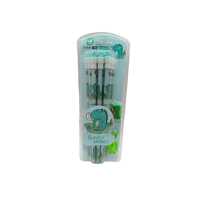 Pack 12 lápices grafito con diseño + sacapuntas 2