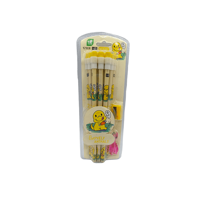 Pack 12 lápices grafito con diseño + sacapuntas 3