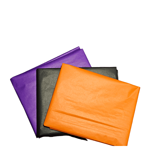 Pack 9 pliego papel volantín Morado negro y naranja