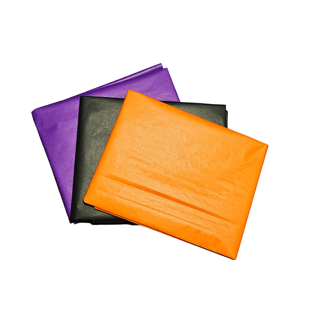 Pack 9 pliego papel volantín Morado negro y naranja