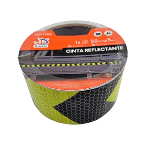 Cinta Reflectante flecha Amarilla Negra 50mm x 5 metros