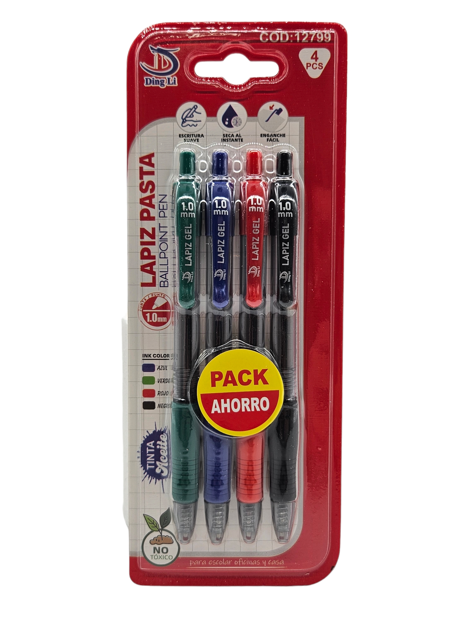 Pack 4 lápiz pasta Retractil