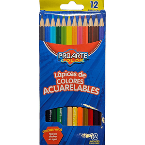 Lapiz 12 Colores Acuarelables Proarte