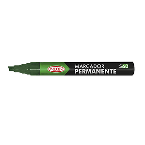 Plumón Marcador permanente s60 Verde punta biselada Artel