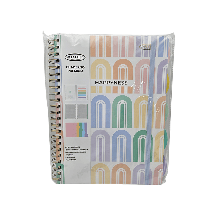 Cuaderno Premium HAPPYNESS  Artel con separadores. 6