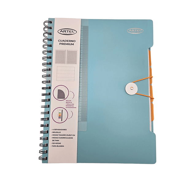 Cuaderno Premium Tapa Blanda Artel con separadores.