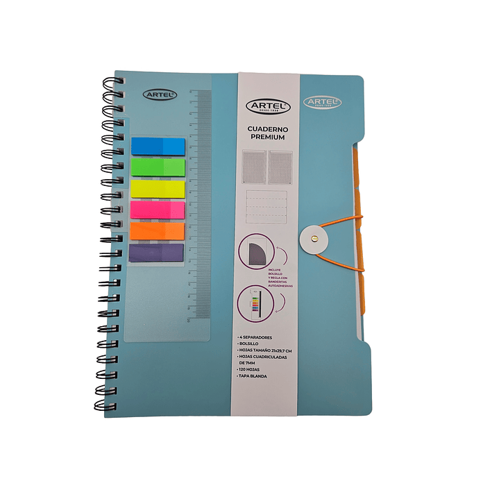 Cuaderno Premium Tapa Blanda Artel con separadores. 2