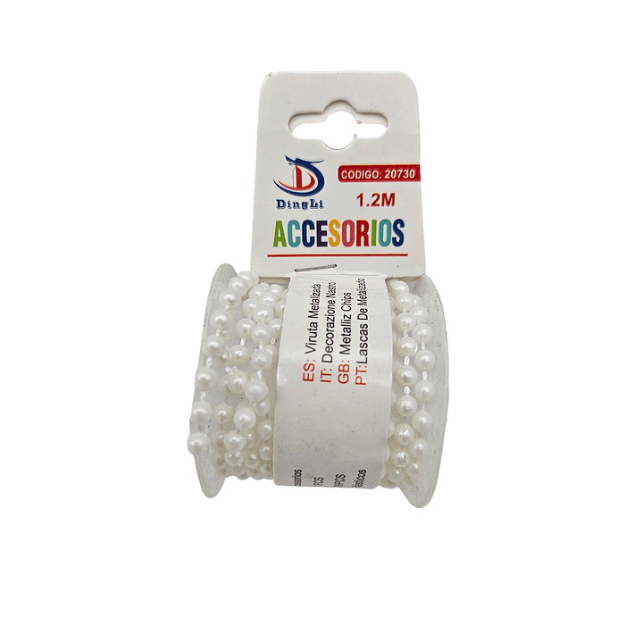 Hilo de perlas Blancas 1.2 Metros. 1