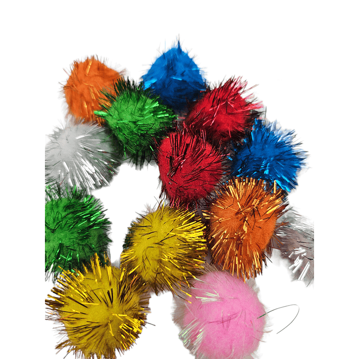 Pompon metalizado multicolor 25mm 2