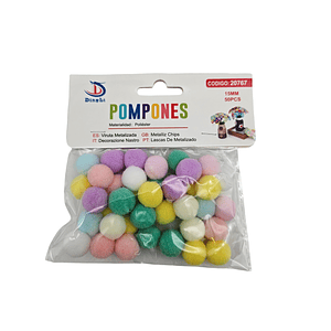 Pompon Color pastel multicolor 15mm 