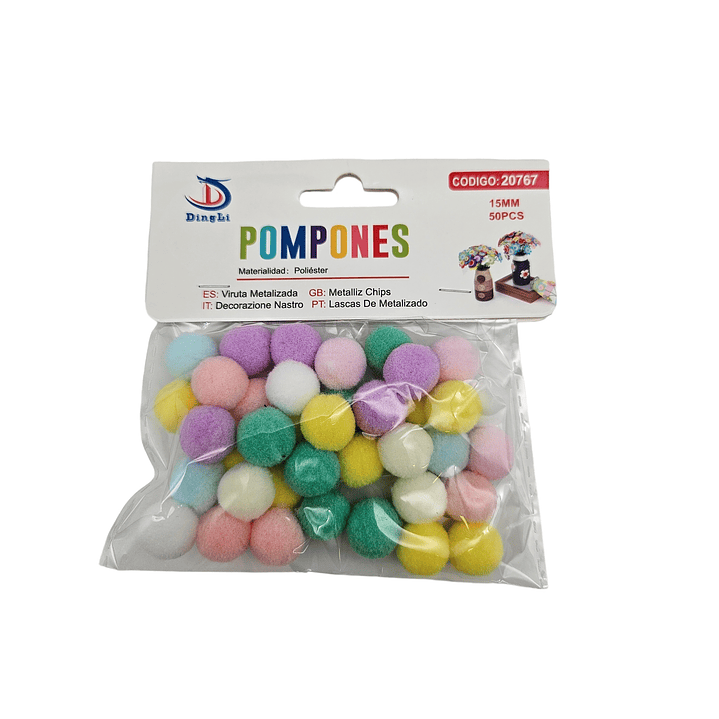 Pompon Color pastel multicolor 15mm  1