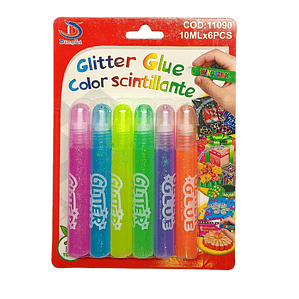 Pack 6 glitter Glue - Pegamento con brillantina -  NEON - 11092