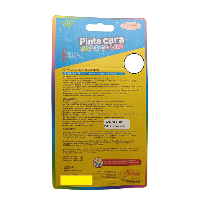 Pintacaras Multicolor Orange 3 Colores - Artel 3