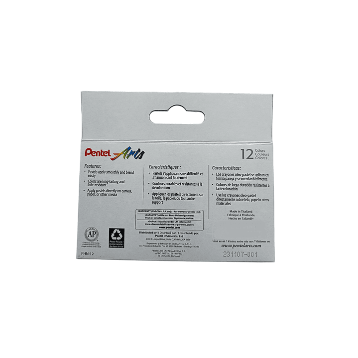 Crayones Óleo - Pastel 12 colores Pentel 3