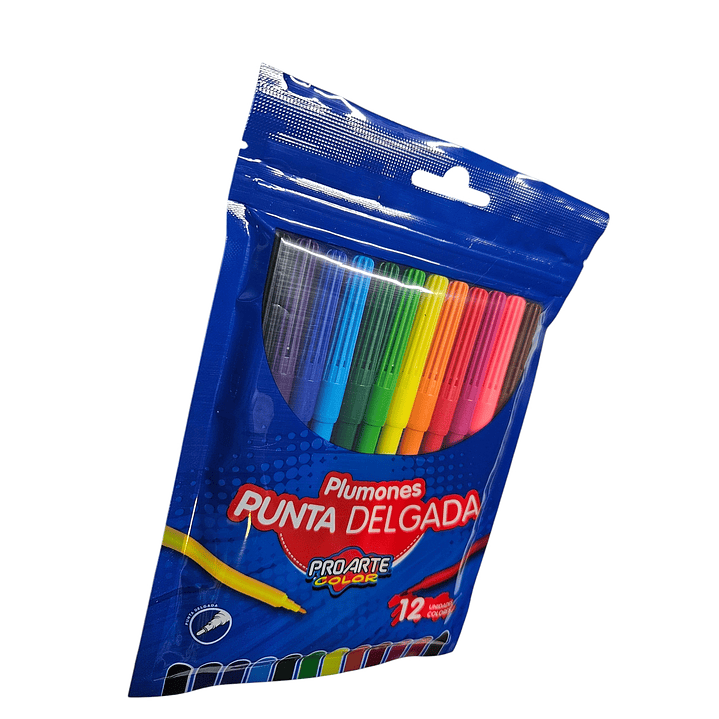 Plumon punta delgada - Lapiz Scripto 12 colores - Proarte 2