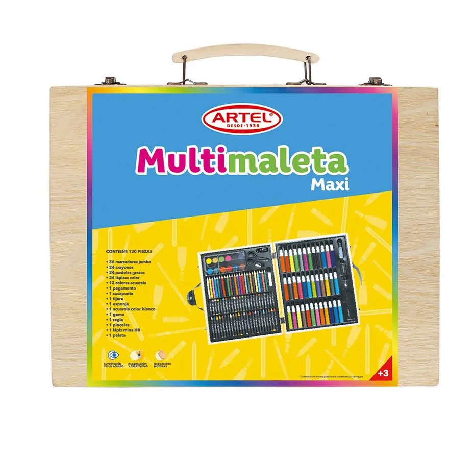 Maleta de Lapices 130 Piezas Artel Madera